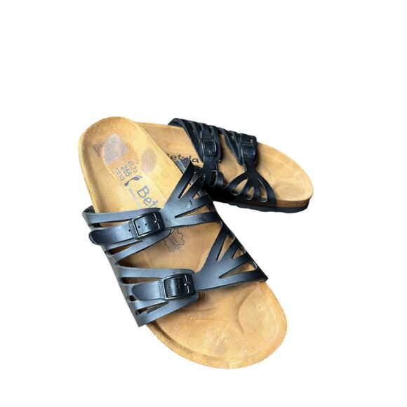 Betula Birkenstock Granada Black Strappy Slip On Adjustable Sandal - W10/M8 - Picture 2 of 10